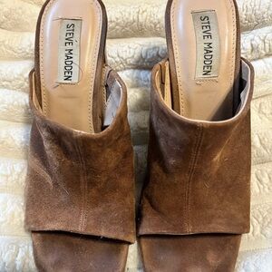 Steve Madden Brown Suede Open-Toe Mules